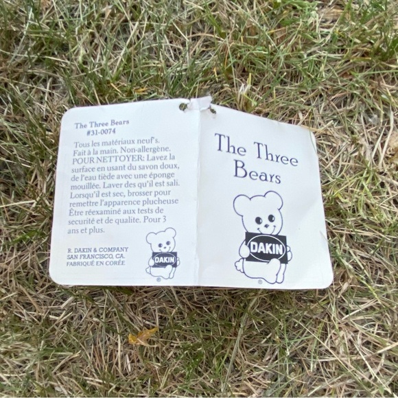 Vintage Dakin The Three Bears Teddy Bear plush set Mohair comes with basket - Picture 7 of 7